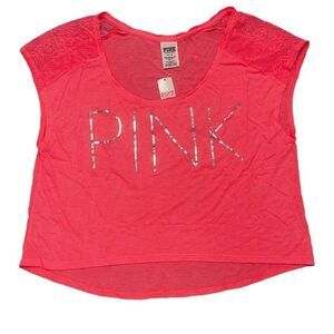 PINK by Victorias Secret Women’s Cropped Short Sleeve Shirt Pink Size Large